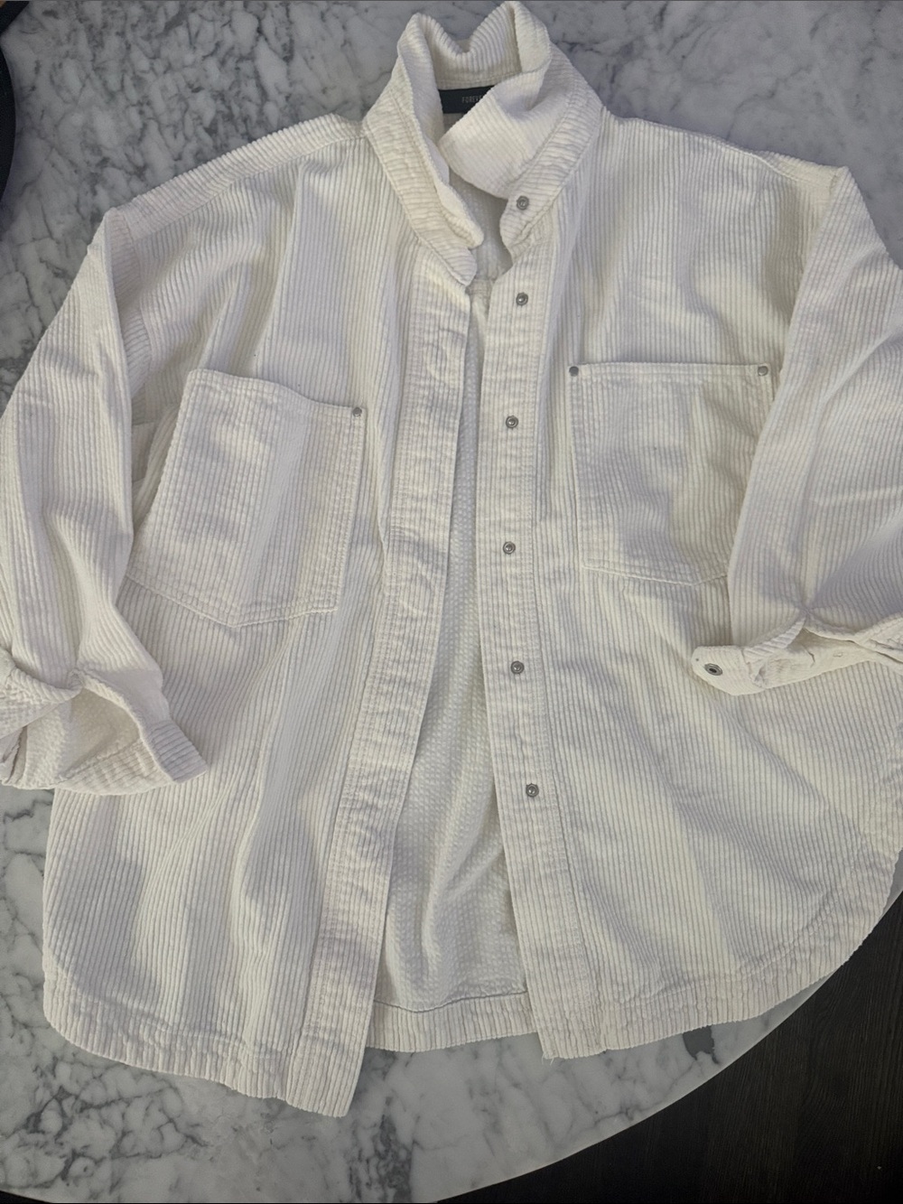 Forever 21 women’s  White Corduroy Button-Up Jacket